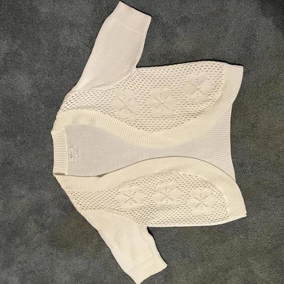 White Van Heusen Open-Front Crochet Cardigan - Picture 1 of 3